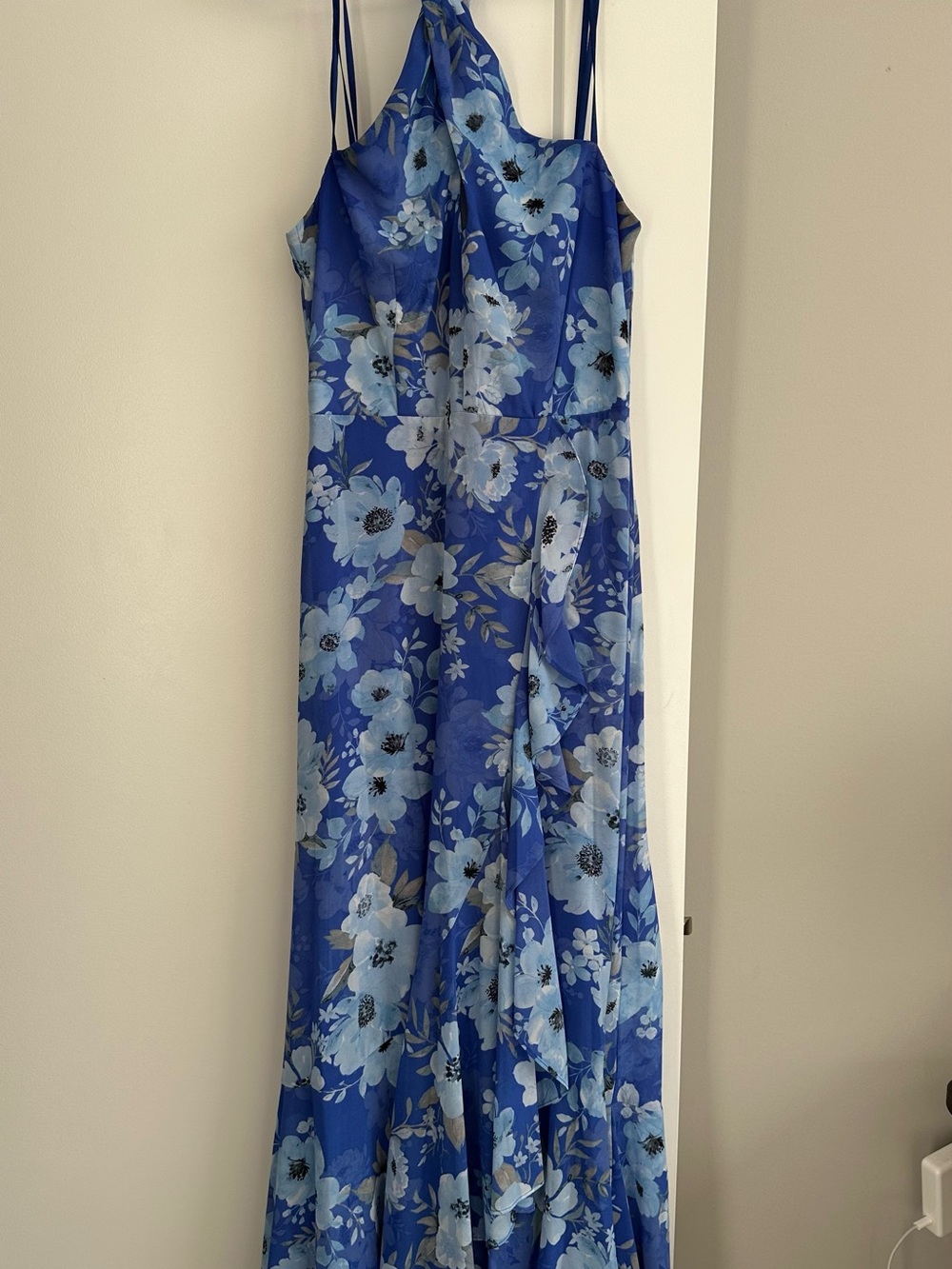 Maison Tara Blue Floral Halter Maxi Dress